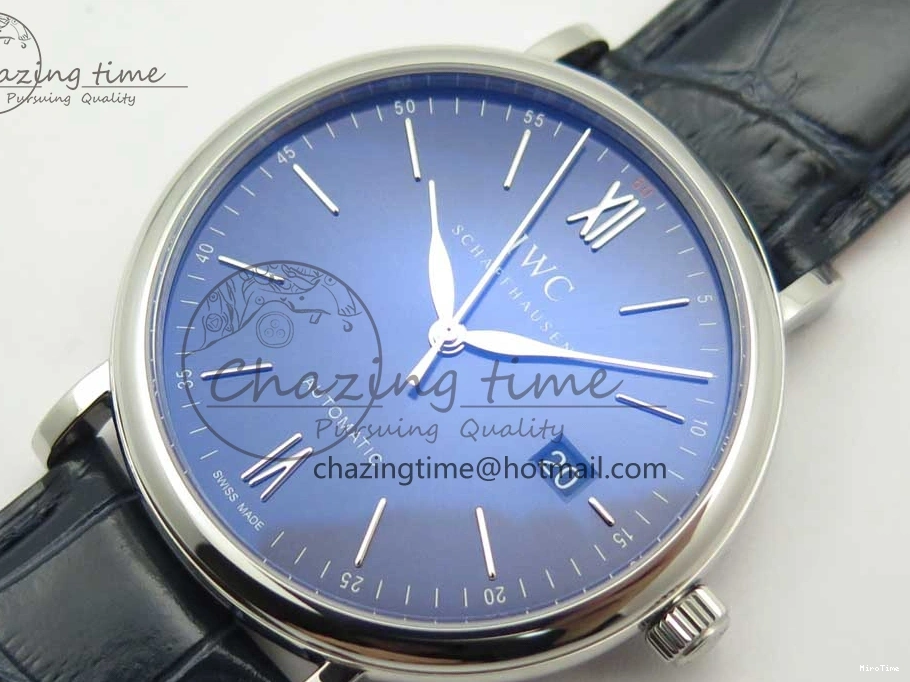 MIROTIME 0419 Portofino Automatic SS FKF 1:1 Best Edition Blue Dial on Blue Leather Strap A Cozy 7133